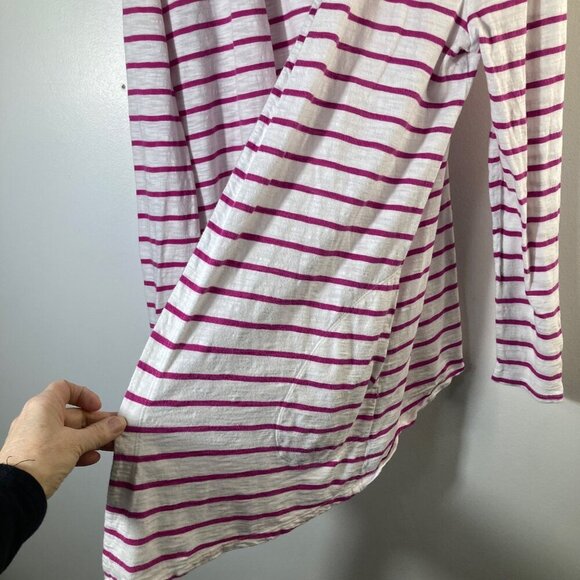 Womens Chicos The Ultimate Tee Striped Open Front Cardigan Pink White L - Picture 5 of 8